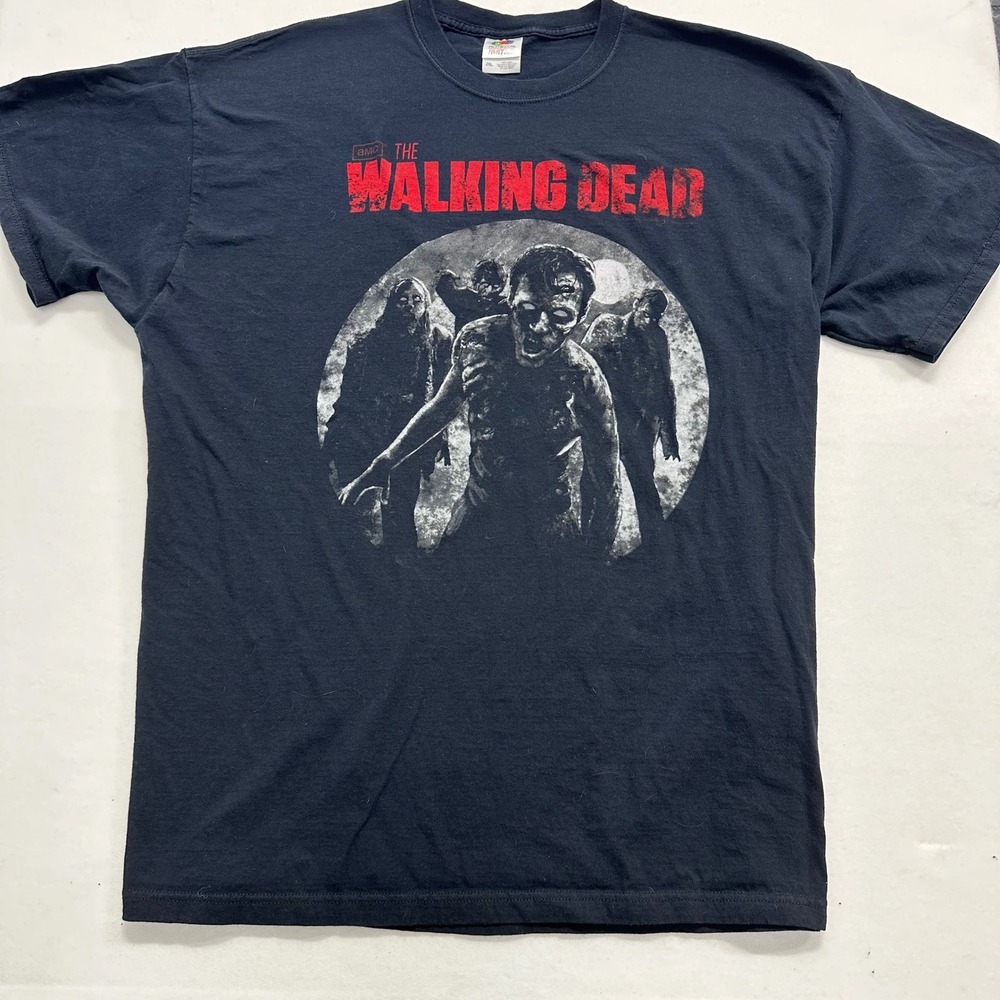 Fruit of the Loom Mens 2XL Walking Dead Tee Black Graphic Horror Streetwear